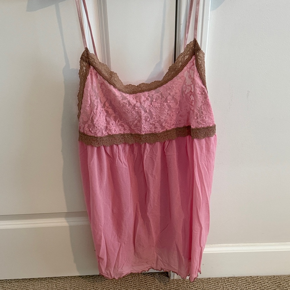 Hanky Panky Pink Lace Trim Camisole or Nighty